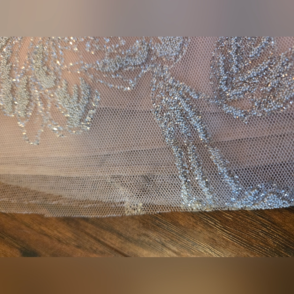 Hayley Paige Occasions Light Pink Glittery Halter Gown Size 4 - Picture 14 of 14